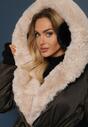 Verde Închis Lungă Jachetă Parka Nylon Palton cu Blană Inserții Rinale
