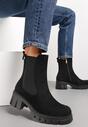 Botine Negre cu Toc Bloc și Inserție Elastică Illiria