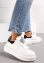 Biało-Czarne Sneakersy na Grubej Podeszwie z Kryształkami Seraffina
