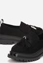 Czarne Mokasyny na Platformie Ozdobione Chwostami Abelit