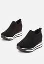 Czarne Sneakersy z Elastyczną Cholewką na Ukrytym Koturnie z Imitacji Zamszu Hilovett