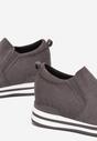 Szare Sneakersy z Elastyczną Cholewką na Ukrytym Koturnie z Imitacji Zamszu Hilovett