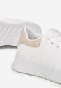 Biało-Beżowe Sneakersy na Platformie z Wiązaniem Misganella