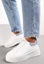 Biało-Niebieskie Sneakersy na Platformie z Wiązaniem Misganella