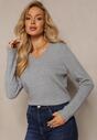 Pulover tricot gri cu fir metalic Kirrelle