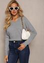 Pulover tricot gri cu fir metalic Kirrelle