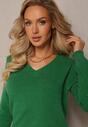 Zielony Dzianinowy Sweter z Metaliczną Nitką Kirrelle