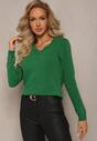 Zielony Dzianinowy Sweter z Metaliczną Nitką Kirrelle