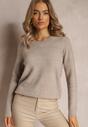 Ciemnobeżowy Dzianinowy Sweter z Metaliczną Nitką Kirrelle