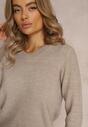 Ciemnobeżowy Dzianinowy Sweter z Metaliczną Nitką Kirrelle