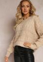 Pulover Bej Larg din Tricot Moale Misgannis