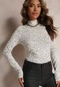 Bluză Albă cu Buline cu Guler Înalt Avalarisa