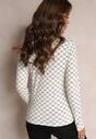Biała Bluzka Bawełniana Longsleeve w Geometryczny Wzór z Półgolfem Isilvara