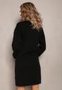Czarna Sukienka Mini Sweterkowa z Luźnymi Rękawami Falis