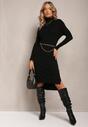 Czarna Sweterkowa Sukienka Midi z Golfem Elsames