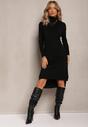 Czarna Sweterkowa Sukienka Midi z Golfem Elsames