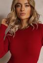 Pulover Bordeaux Cambrat Cu Elastic Si Decolteu Rotund Pirella