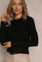 Pulover Negru Cambrat cu Maneca Lunga si Sploturi Verinna