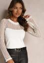 Biała Bluzka z Ażurowym Zdobieniem Jovime