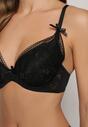 Czarny Koronkowy Biustonosz z Efektem Push-Up o Fasonie Full Cup Elvisse