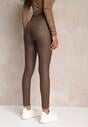 Brązowe Casualowe Spodnie Skinny o Modelującym Fasonie Elovi