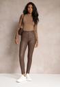 Brązowe Casualowe Spodnie Skinny o Modelującym Fasonie Elovi