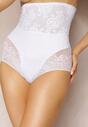 Białe Modelujące Majtki High Waist Ozdobione Koronką Nelare