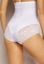Białe Modelujące Majtki High Waist Ozdobione Koronką Nelare