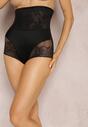 Czarne Modelujące Majtki High Waist Ozdobione Koronką Nelare