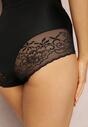 Czarne Modelujące Majtki High Waist Ozdobione Koronką Nelare