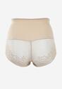 Ciemnobeżowe Modelujące Majtki High Waist z Ozdobną Siateczką Vculen