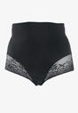 Czarne Modelujące Majtki High Waist z Ozdobną Siateczką Vculen