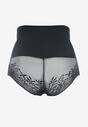 Czarne Modelujące Majtki High Waist z Ozdobną Siateczką Vculen