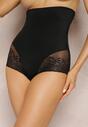 Czarne Modelujące Majtki High Waist z Ozdobną Siateczką Vculen