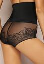 Czarne Modelujące Majtki High Waist z Ozdobną Siateczką Vculen