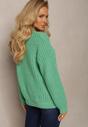 Zielony Sweter z Długim Rękawem i Ozdobnym Splotem Porafio