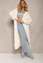 Bej deschis Cardigan lung neînchis cu împletitură decorativă Romillda