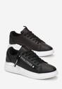 Sneakers Negri Platforma cu Inserție Metalică și Fermoar Decorativ Enlista