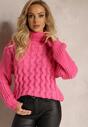 Golf Roz cu Maneca Lunga in Impletitura Decorativa Ciarul