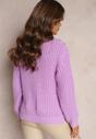 Golf Violet cu Mânecă Lungă în Împletitură Ornamentală Ciarul