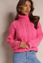 Pulover Fucsia Guler Înalt Împletitură Vasilom