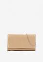 Beżowa Lakierowana Torebka o Fasonie Kopertówki z Łańcuszkiem Kevista
