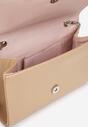 Beżowa Lakierowana Torebka o Fasonie Kopertówki z Łańcuszkiem Kevista