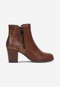 Botine Maro cu Toc Bloc și Fermoar Decorativ Sibacva