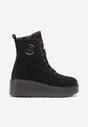 Botine Negre din Imitatie de Camosa pe Platforma Inalta Bicasa