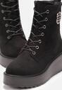 Botine Negre din Imitatie de Camosa pe Platforma Inalta Bicasa