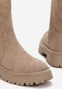 Botine bej închis din piele întoarsă ecologică Voilne