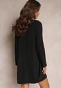 Czarna Oversizowa Sukienka Mini Tunika z Eleganckim Kołnierzykiem Caryne