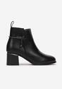 Botine Negre cu Curea cu Zirconiu pe Toc Scurt Esbika