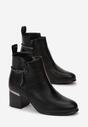 Botine Negre cu Curea cu Zirconiu pe Toc Scurt Esbika